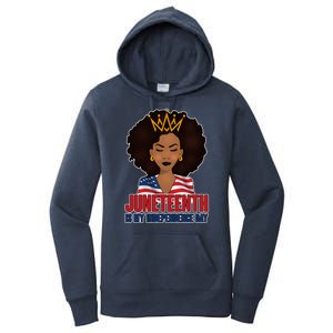 Juneteenth Is My Independence Day African American USA Flag Women's Pullover Hoodie