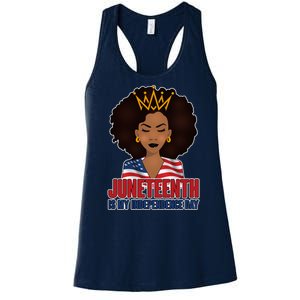 Juneteenth Is My Independence Day African American USA Flag Women's Racerback Tank