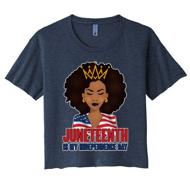 Juneteenth Is My Independence Day African American USA Flag Crop Top