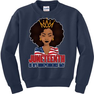 Juneteenth Is My Independence Day African American USA Flag Kids Sweatshirt