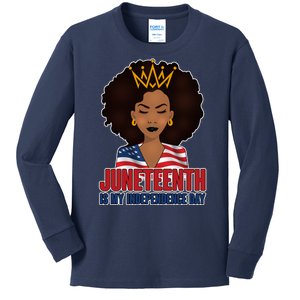 Juneteenth Is My Independence Day African American USA Flag Kids Long Sleeve Shirt