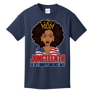 Juneteenth Is My Independence Day African American USA Flag Kids T-Shirt