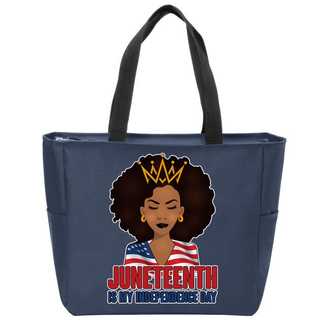 Juneteenth Is My Independence Day African American USA Flag Zip Tote Bag
