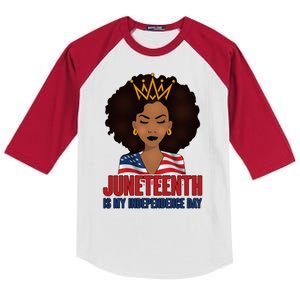 Juneteenth Is My Independence Day African American USA Flag Kids Colorblock Raglan Jersey