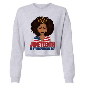 Juneteenth Is My Independence Day African American USA Flag Cropped Pullover Crew