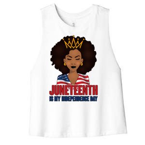 Juneteenth Is My Independence Day African American USA Flag Women's Racerback Cropped Tank