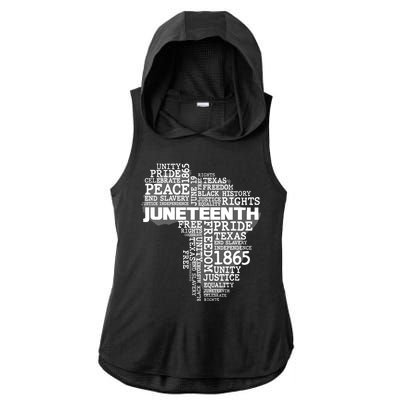 Juneteenth June 19 1865 Africa Word Cloud Art Ladies PosiCharge Tri-Blend Wicking Draft Hoodie Tank