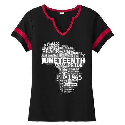 Juneteenth June 19 1865 Africa Word Cloud Art Ladies Halftime Notch Neck Tee