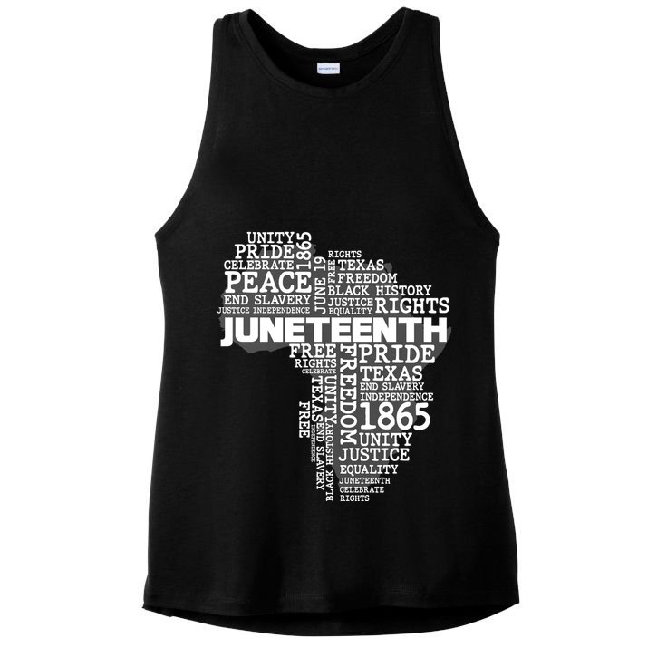 Juneteenth June 19 1865 Africa Word Cloud Art Ladies PosiCharge Tri-Blend Wicking Tank