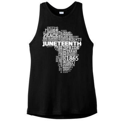 Juneteenth June 19 1865 Africa Word Cloud Art Ladies PosiCharge Tri-Blend Wicking Tank