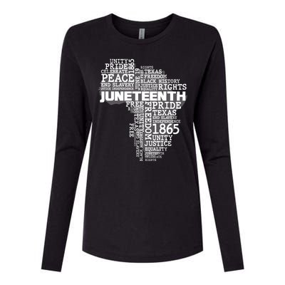 Juneteenth June 19 1865 Africa Word Cloud Art Womens Cotton Relaxed Long Sleeve T-Shirt