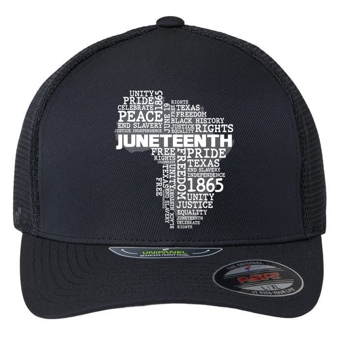 Juneteenth June 19 1865 Africa Word Cloud Art Flexfit Unipanel Trucker Cap