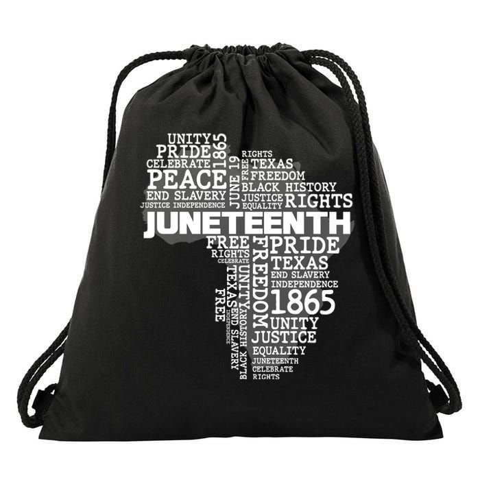 Juneteenth June 19 1865 Africa Word Cloud Art Drawstring Bag