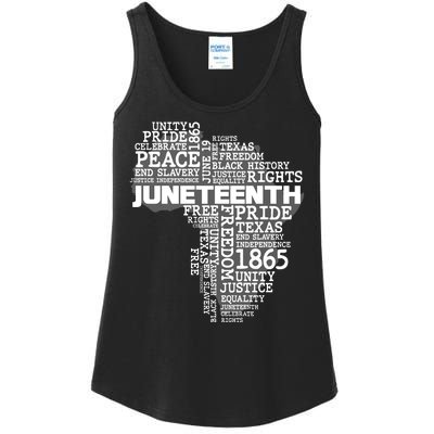 Juneteenth June 19 1865 Africa Word Cloud Art Ladies Essential Tank