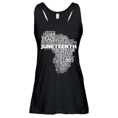 Juneteenth June 19 1865 Africa Word Cloud Art Ladies Essential Flowy Tank