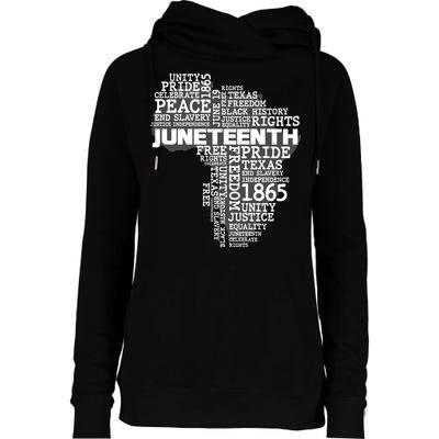 Juneteenth June 19 1865 Africa Word Cloud Art Womens Funnel Neck Pullover Hood