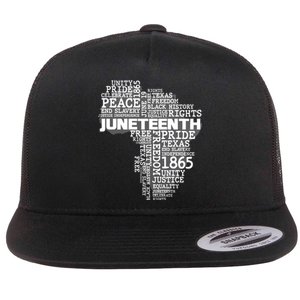 Juneteenth June 19 1865 Africa Word Cloud Art Flat Bill Trucker Hat