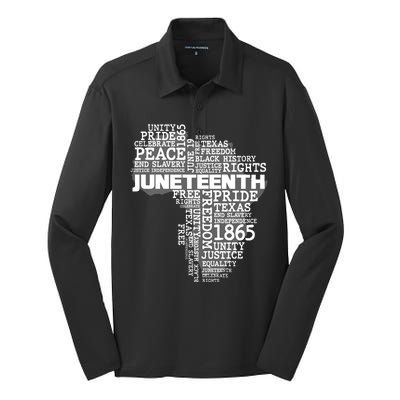 Juneteenth June 19 1865 Africa Word Cloud Art Silk Touch Performance Long Sleeve Polo