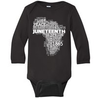 Juneteenth June 19 1865 Africa Word Cloud Art Baby Long Sleeve Bodysuit