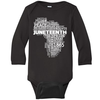 Juneteenth June 19 1865 Africa Word Cloud Art Baby Long Sleeve Bodysuit