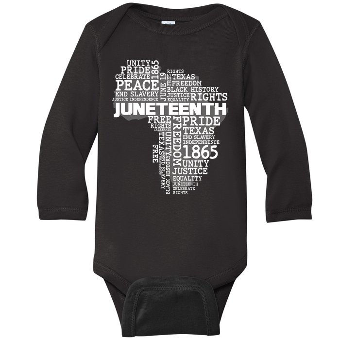 Juneteenth June 19 1865 Africa Word Cloud Art Baby Long Sleeve Bodysuit