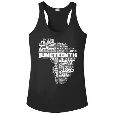 Juneteenth June 19 1865 Africa Word Cloud Art Ladies PosiCharge Competitor Racerback Tank