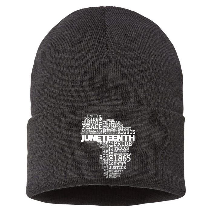 Juneteenth June 19 1865 Africa Word Cloud Art Sustainable Knit Beanie