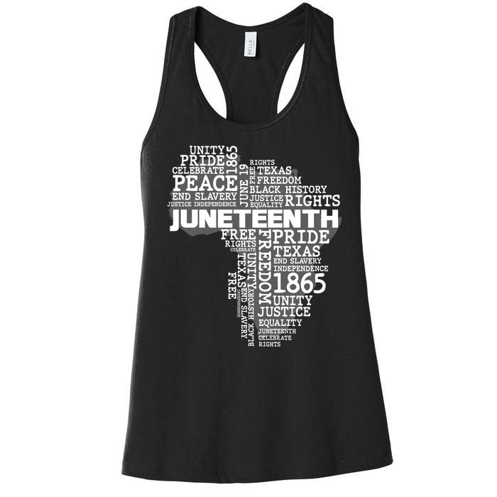 Juneteenth June 19 1865 Africa Word Cloud Art Women's Racerback Tank