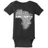 Juneteenth June 19 1865 Africa Word Cloud Art Baby Bodysuit