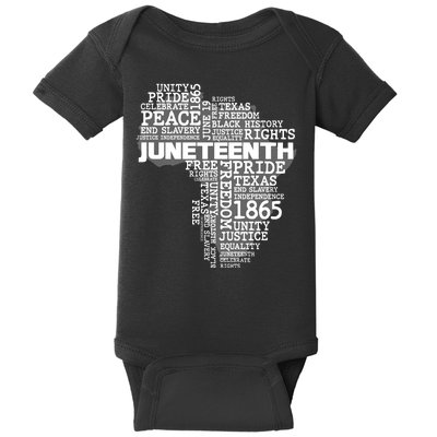 Juneteenth June 19 1865 Africa Word Cloud Art Baby Bodysuit