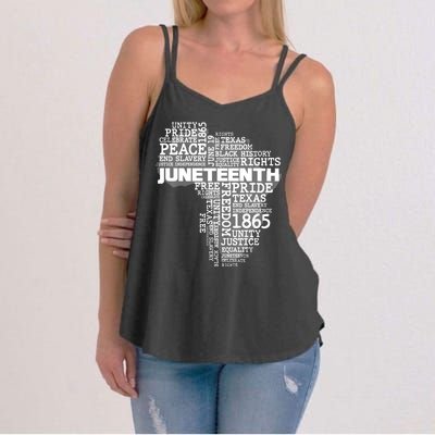 Juneteenth June 19 1865 Africa Word Cloud Art Women's Strappy Tank