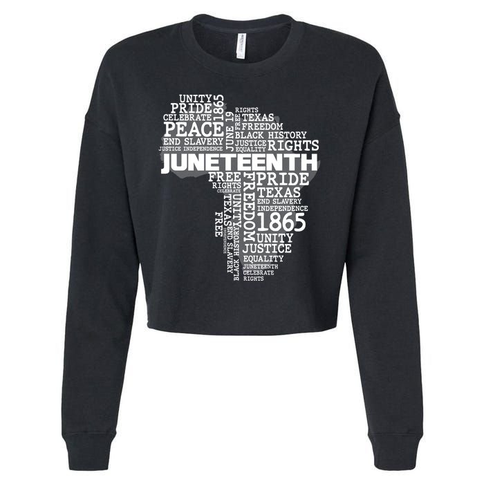 Juneteenth June 19 1865 Africa Word Cloud Art Cropped Pullover Crew