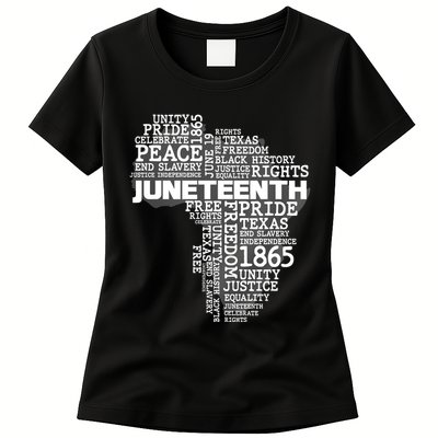 Juneteenth June 19 1865 Africa Word Cloud Art Womens T-Shirt