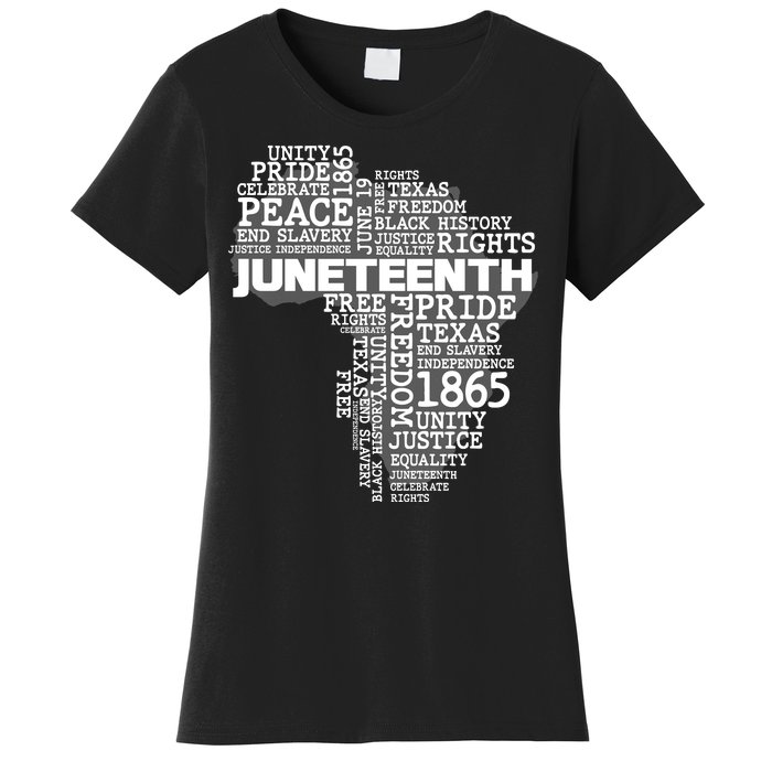 Juneteenth June 19 1865 Africa Word Cloud Art Women's T-Shirt