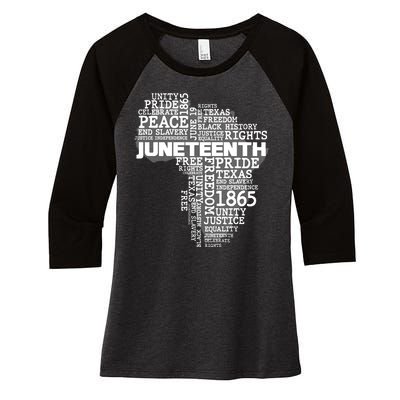 Juneteenth June 19 1865 Africa Word Cloud Art Women's Tri-Blend 3/4-Sleeve Raglan Shirt