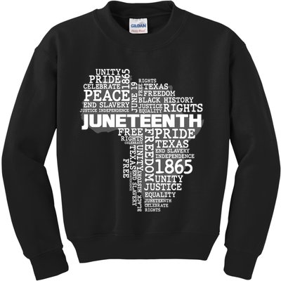 Juneteenth June 19 1865 Africa Word Cloud Art Kids Sweatshirt