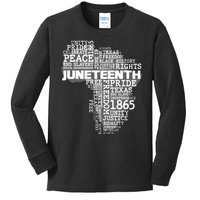 Juneteenth June 19 1865 Africa Word Cloud Art Kids Long Sleeve Shirt