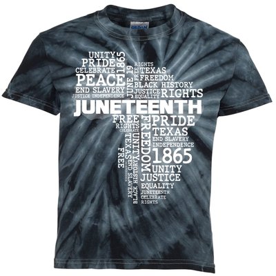 Juneteenth June 19 1865 Africa Word Cloud Art Kids Tie-Dye T-Shirt