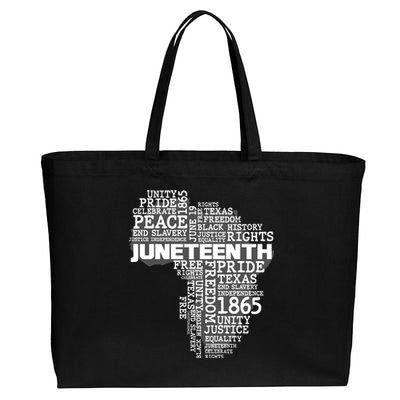 Juneteenth June 19 1865 Africa Word Cloud Art Cotton Canvas Jumbo Tote