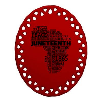 Juneteenth June 19 1865 Africa Word Cloud Art Ceramic Oval Ornament