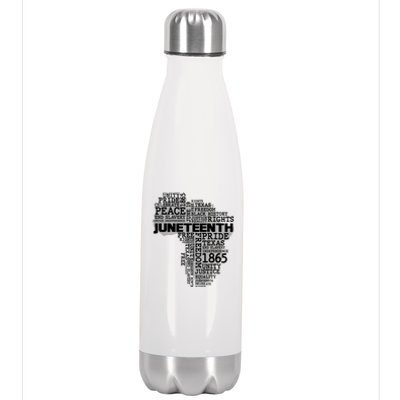 Juneteenth June 19 1865 Africa Word Cloud Art Stainless Steel Insulated Water Bottle