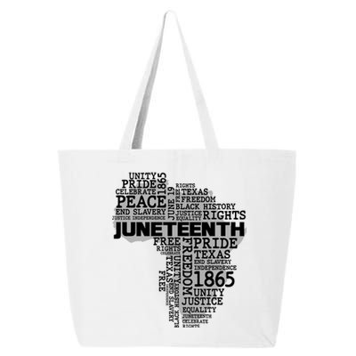 Juneteenth June 19 1865 Africa Word Cloud Art 25L Jumbo Tote