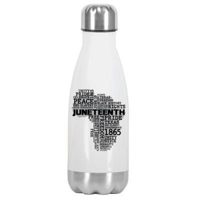 Juneteenth June 19 1865 Africa Word Cloud Art Stainless Steel Insulated Water Bottle