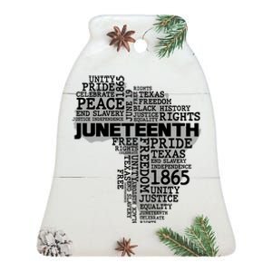 Juneteenth June 19 1865 Africa Word Cloud Art Ceramic Bell Ornament