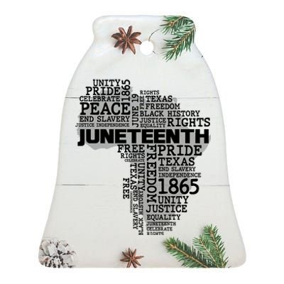 Juneteenth June 19 1865 Africa Word Cloud Art Ceramic Bell Ornament