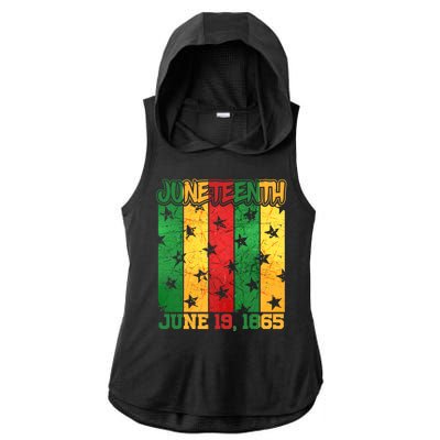 Juneteenth June 19 1865 Traditional Red Gold Green  Ladies PosiCharge Tri-Blend Wicking Draft Hoodie Tank