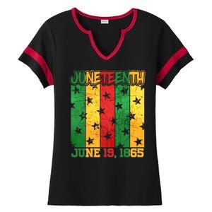 Juneteenth June 19 1865 Traditional Red Gold Green  Ladies Halftime Notch Neck Tee