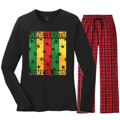 Juneteenth June 19 1865 Traditional Red Gold Green  Women's Long Sleeve Flannel Pajama Set 