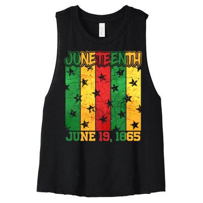 Juneteenth June 19 1865 Traditional Red Gold Green  Women's Racerback Cropped Tank