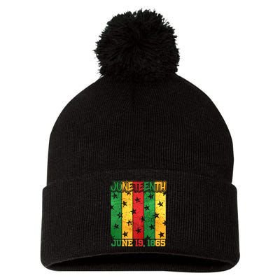 Juneteenth June 19 1865 Traditional Red Gold Green  Pom Pom 12in Knit Beanie